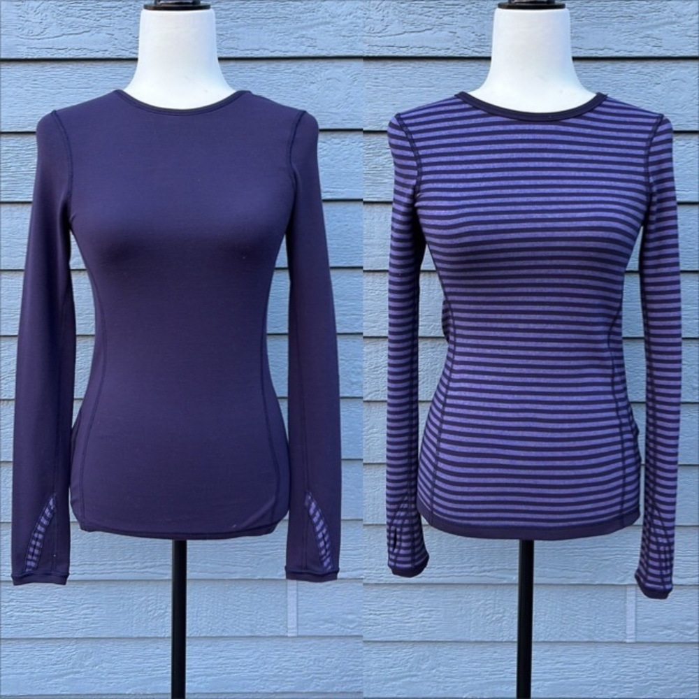 Ivivva Girls' Long Sleeve Purple Solid & Striped Tees
